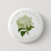 Witte Hydrangea Bruiloft Partij Matron of Honor Ronde Button 5,7 Cm (Voorkant)
