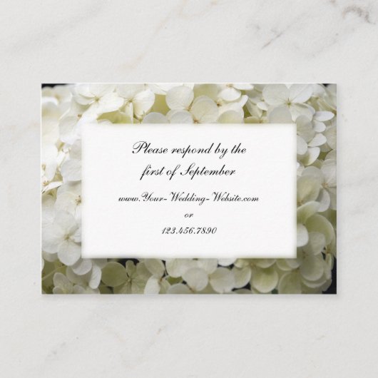 Witte Hydrangea Bruiloft RSVP Respons Kaart (Voorkant)