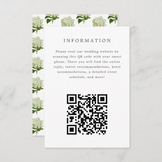 Witte Hydrangea bruiloft uitnodiging invoegen Kaar (Voorkant / Achterkant)