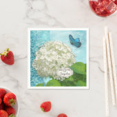 Witte Hydrangea Butterfly Damask Vrijgezellenfeest Servet (Insitu)