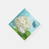 Witte Hydrangea Butterfly Damask Vrijgezellenfeest Servet (Hoek)