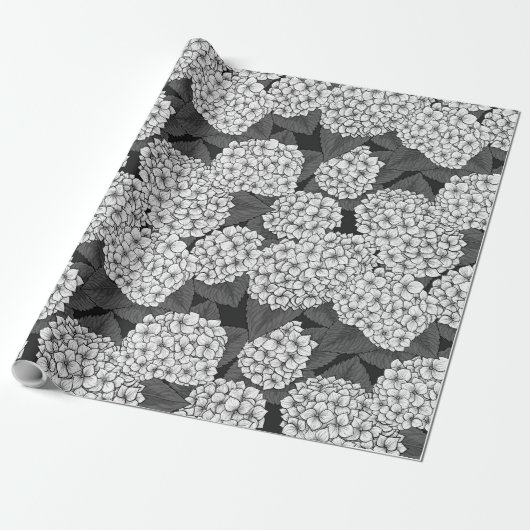 Witte hydrangea cadeaupapier (Uitgerold)