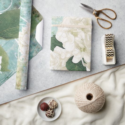 Witte hydrangea cadeaupapier (Crafts)