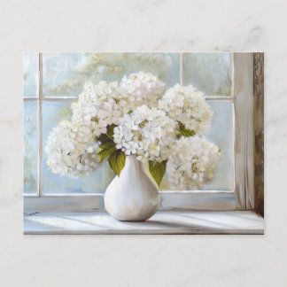Witte Hydrangea, Cottage Core,  stijl Briefkaart