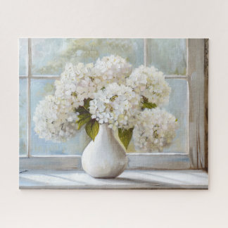 Witte Hydrangea, Cottage Core,  stijl Legpuzzel