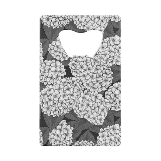Witte hydrangea creditkaart flessenopener (Voorkant)