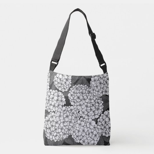 Witte hydrangea crossbody tas (Voorkant)