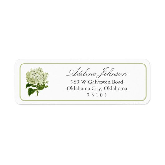 Witte Hydrangea Custom Return Adres Label (Voorkant)