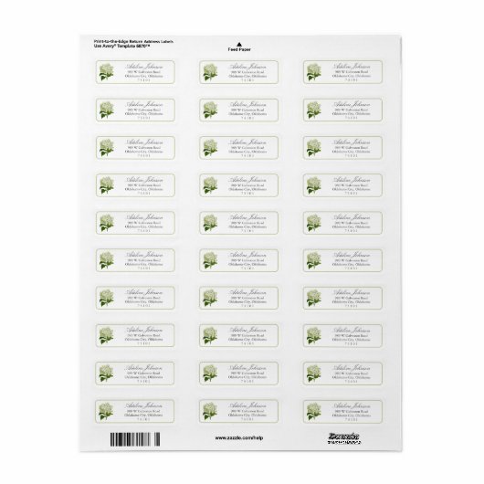 Witte Hydrangea Custom Return Adres Label (Full Sheet)