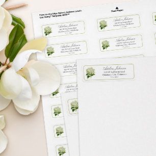 Witte Hydrangea Custom Return Adres Label