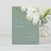 Witte Hydrangea Dark Sage Rond Vrijgezellenfeest Kaart (Staand voorkant)