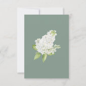 Witte Hydrangea Donkere Sage Achtergrond Bruiloft  RSVP Kaartje (Achterkant)