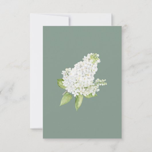 Witte Hydrangea Donkere Sage Achtergrond Bruiloft  RSVP Kaartje (Achterkant)