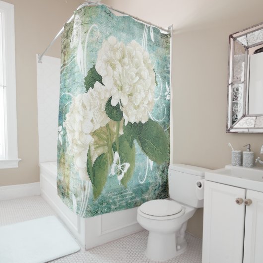 witte hydrangea douchegordijn (In situ)