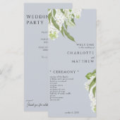 Witte Hydrangea Dusty Blue Wedding Programma (Voorkant / Achterkant)
