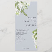 Witte Hydrangea Dusty Blue Wedding Programma (Voorkant)
