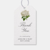 Witte Hydrangea Elegante Baby Shower Dank Je Cadeaulabel (Voorkant)