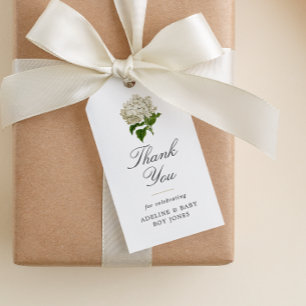 Witte Hydrangea Elegante Baby Shower Dank Je Cadeaulabel