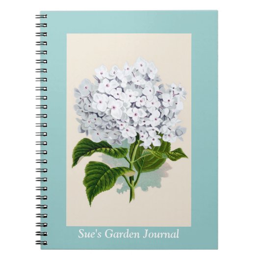 Witte hydrangea flaconpreparaten Illustraties Notitieboek (Voorkant)