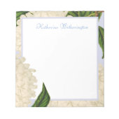 Witte Hydrangea Gepersonaliseerd Notitieblok (Voorkant)