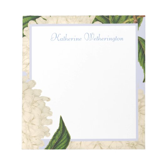  Witte Hydrangea Gepersonaliseerd Notitieblok (Voorkant)