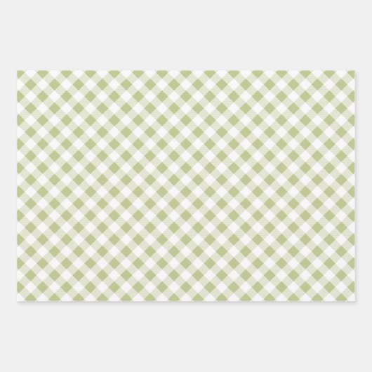 Witte Hydrangea Gingham en Polka Dot Patroon Inpakpapier Vel (Voorkant 2)