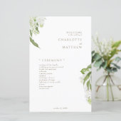 Witte Hydrangea Gouden Tekst Trouwprogramma (Staand voorkant)