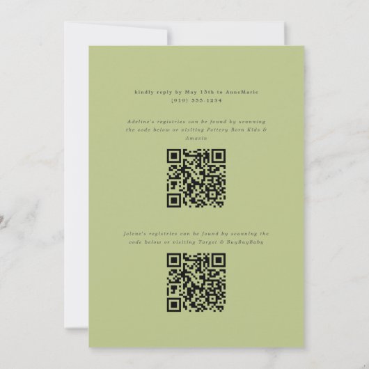 Witte Hydrangea Grandmillennial Dubbel Baby shower Kaart (Achterkant)