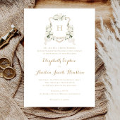 Witte Hydrangea Groene Krans Monogram Bruiloft Kaart