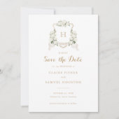 Witte Hydrangea Groene Krans Save the Date Kaart (Voorkant)