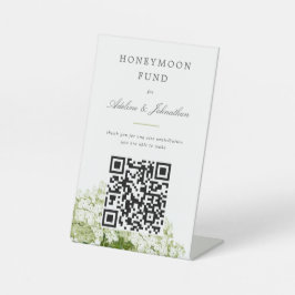 Witte Hydrangea Honeymoon Fund donatie teken Reclamebord Met Voetstuk