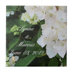 Witte Hydrangea Huwelijksdatum Aandenken Tegeltje