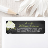 Witte Hydrangea Jar Chalkboard Wedding Label (Insitu)
