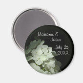 Witte Hydrangea Keepsake ronde magneet (Voorkant / Achterkant)