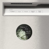 Witte Hydrangea Keepsake ronde magneet (Insitu (Vaatwasser))