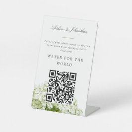 Witte Hydrangea Liefdadigheid Donatie teken Reclamebord Met Voetstuk