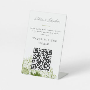 Witte Hydrangea Liefdadigheid Donatie teken Reclamebord Met Voetstuk