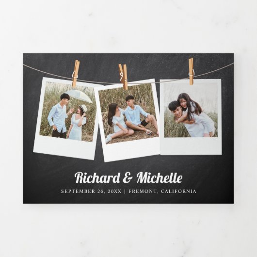 Witte Hydrangea Mason Jar String Lights Wedding Drieluik Uitnodiging (Cover)