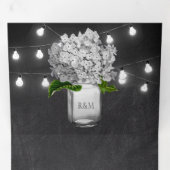 Witte Hydrangea Mason Jar String Lights Wedding Drieluik Uitnodiging (Binnenzijde eerst)