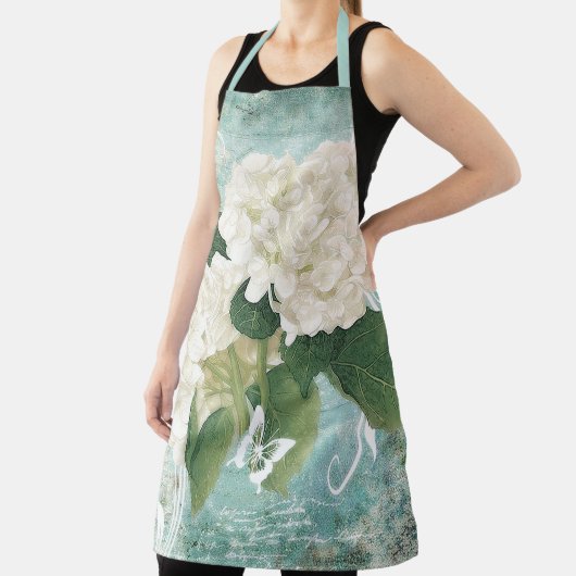 Witte hydrangea op blauw schort (Insitu)