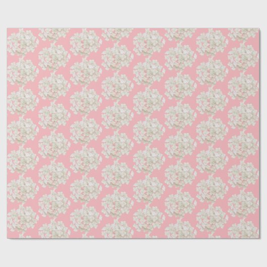 Witte hydrangea op Blush Pink Cadeaupapier (Vlak)