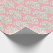 Witte hydrangea op Blush Pink Cadeaupapier (Hoek)