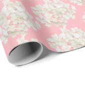 Witte hydrangea op Blush Pink Cadeaupapier (Rol Hoek)
