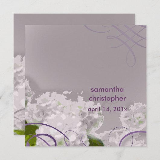 Witte hydrangea/romantische trouwuitnodigingen kaart (Voorkant / Achterkant)