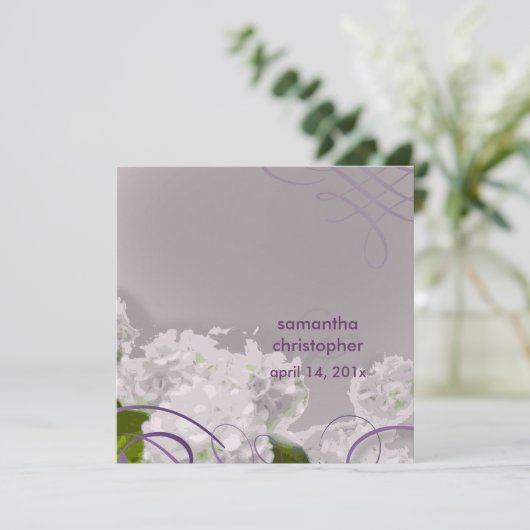 Witte hydrangea/romantische trouwuitnodigingen kaart (Staand voorkant)