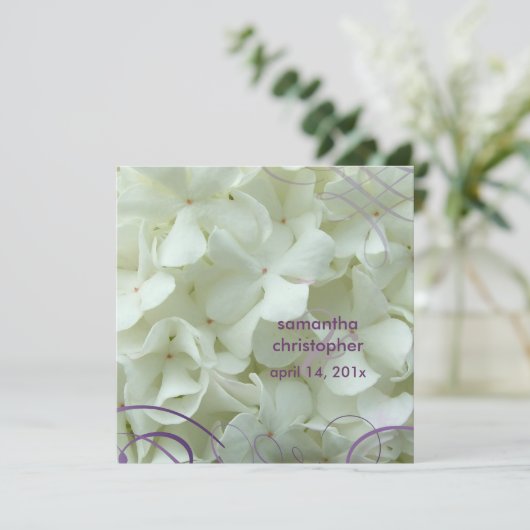 Witte hydrangea/romantische trouwuitnodigingen kaart (Staand voorkant)