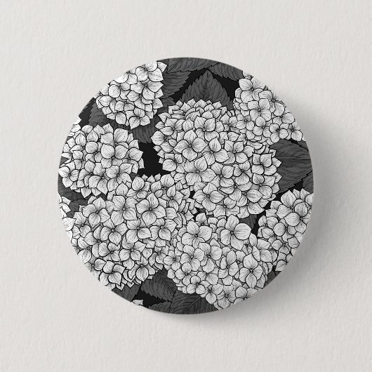 Witte hydrangea ronde button 5,7 cm (Voorkant)