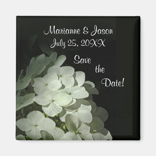 Witte Hydrangea Save the Date Magnet (Voorkant)