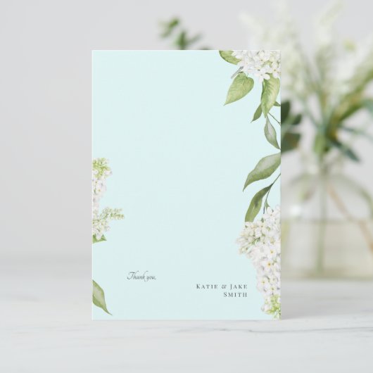 Witte Hydrangea Seafoam Bruiloft Blank Bedankkaart (Staand voorkant)
