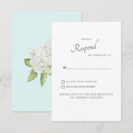 Witte Hydrangea Seafoam Huwelijks RSVP Kaartje